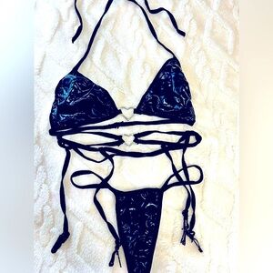 Black Strappy Heart Two Piece Bathing Suit